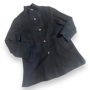 FLEURETTE Stand Collar Wool Car Coat In Black Wool Lined Women's Size 14